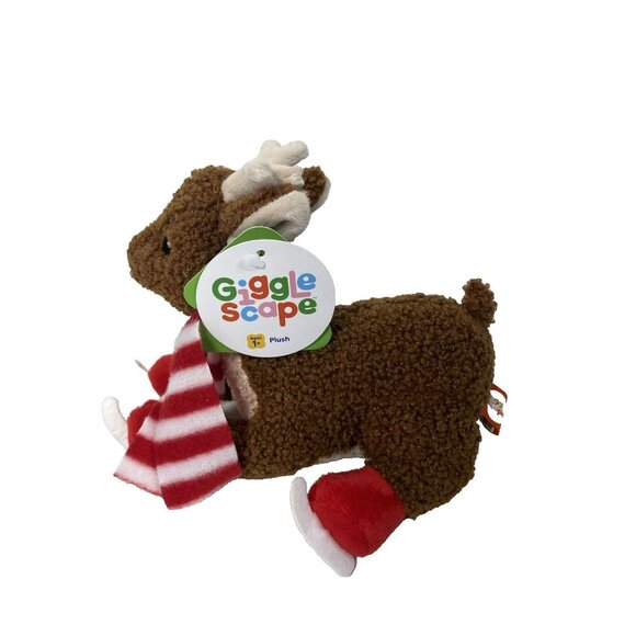 Gigglescape 7" Soft Plush Christmas Reindeer With Scarf & Ice Skates Brown - Picture 7 of 13